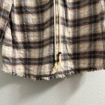 Belle by Kim Gravel Plaid Keyhole Blouse Peasant Top Oversized Brown Size Small Photo 3