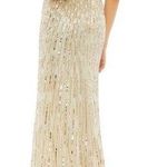Mac Duggal NWT Starburst Sequin Embellished Gold V-Neck Evening Gown Size 6 Photo 1