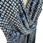 Lands' End Floral Blue White Faux Wrap Cap Sleeve Stretchy Maxi Dress Size S Photo 2
