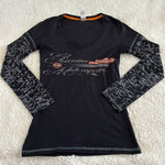 Harley Davidson Y2K Womens Logo Black Long Sleeve Shirt Villa Park, IL Sz Small Photo 1