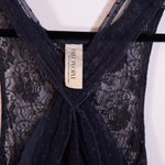 Free People  Tulle Mesh Floral Flower Cross Front Tank Top Blouse Navy Blue XS Photo 1