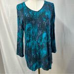 H by Halston  Printed V-neck Rayon‎ Long Sleeve Top Womens XS Spring Soft Photo 1