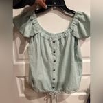 Madewell Off-Shoulder Ruffle Blouse - Mint Green Photo 0