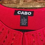 Cabo Red Embellished Keyhole Ribbed Knit Top Women's Size Small Photo 3