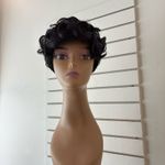 Black short, curly wig with purple streaks Size undefined Photo 0