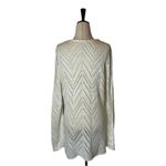 FYLO Ivory Open Crochet Knit Long‎ Sleeve Round Neck Pullover Sweater Size S White Photo 3
