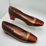 PEDRO GARCIA ELADIA Satin Pumps Colorblock champagne/pink heel size 10 Pink Photo 7
