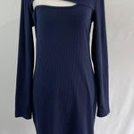 Socialite New  Asymmetric Cutout Long Sleeve Mini Dress Navy Blue Size Large Photo 4