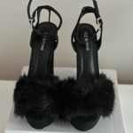 Black fluffy high hills Size 7 Photo 3