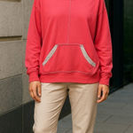 Eye Candy Pink Sweatshirt Large Long Sleeve Pullover Pouch Pocket Casual Photo 0