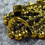 Flower Bouquet Brooch Pin Women Gold Tone Shade of Pink Rhinestone Cluster Photo 11