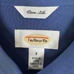 Talbots Vintage  100% Silk Blue Button Up Belted Shirt Maxi Dress Long Sleeve 8 Photo 8