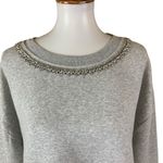 J Crew Gray Embellished Neckline Sweatshirt XL Rhinestone Detail Classic Casual Photo 1