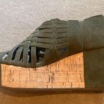 Chocolat Blu  Cork Wedge Platforms Sundance Free People 6.5 Olive Moss Green Photo 9