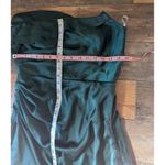 Lulus  Emerald Satin One-Shoulder Asymmetrical Maxi Dress Size L Draped Slit Photo 6