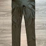Spanx  Olive Army Green Liquid Faux Leather Casual Party Biker Leggings Size M Photo 0