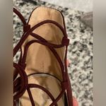 Jessica Simpson  Suede Red Wine Burgundy High Heels Tie Up Photo 5