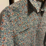 Lands' End Lands’ End Women’s Floral Cotton/Linen Blend Half Button Down Long Sleeve Size M Photo 3