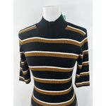 Sanctuary  Mock Neck Stripe Rib Knit Midi Dress Black Brown White Size M NWT Photo 3