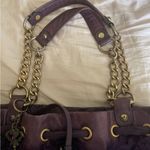Juicy Couture Vintage 100% Silk Chiffon Ruffle Leather purple  DayDreamer Bow Bag Photo 5
