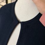 J. McLaughlin Navy Blue Knit Open Front Fringe Cuff Sleeves Cardigan Sweater Photo 2