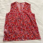 Vintage Red and pink shimmer floral blouse with little gold beads at the front Size M Photo 1