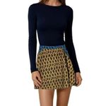 English Rose Womens Gold Blue A-line Pocketed Mini Sparkle Skirt Size Small Photo 0