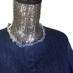 Rachel Roy  Cropped frayed blue denim top Size X-Small Photo 3
