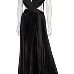 Mac Duggal Pleated Feather Cap Sleeve Open Back Gown Black Women’s Sz 6 Photo 1