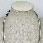 Chico's Rhinestone Teardrop Pendant with Metallic Silver Cord Necklace β¨ Photo 3