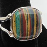 Sterling Silver JAY KING DTR Rainbow Calsilica Cabochon Square Ring Size 11 NWT Photo 3