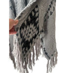 Shyanne  Kimono Duster Cardigan Open Front Womens OS Gray Black Aztec Fringe Photo 5