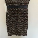 Trina Turk   Tweed Sleeveless Sheath Dress Black Brown Cream Leather Trim Size 0 Photo 8