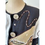 Indigo Moon womens blazer jacket size S black and tan geometric pattern Photo 3