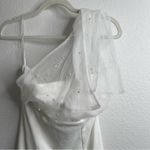 Lulus  Elegant Indication Ivory Mesh Pearl One-Shoulder Midi Dress Medium Photo 4