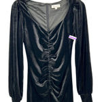 Mila Mae Black Velvet Long Sleeve Ruched Bodycon Party Gown Dress Size XS NWOT Photo 0