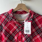 kim rogers NEW Red Plaid Henley Shirt Medium collar black outdoors rustic NWT Photo 2