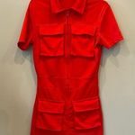 Red Short Sleeve Utility Romper Photo 0