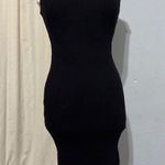 Magaschoni  Black Ribbed V Neck Sleeveless Midi Sweater Dress With High Slit Sz S Photo 0