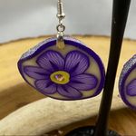 Retro Polymer Hand Painted Flower Earrings Purple Photo 4