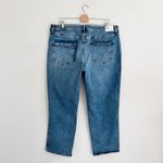 EXPRESS Womens Mid Rise Boyfriend Jeans Blue Distressed Stretchy Size 16 R Photo 5