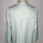 Miss Elaine Nightgown Aqua Satin Embroidered Floral Gown Sz S Photo 8