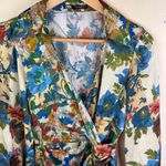 ZARA  Floral Print Satin Effect Wrap Dress Worn on TV Size Small Boho Cottagecore Photo 5
