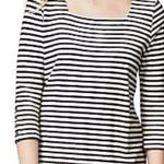 NWOT J. Jill Striped Square Neckline Knit Top Women's XS Navy White Fisherman Blue Photo 0