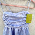 Saturday club ruched bodice textured mini dress blue medium new Photo 7