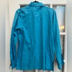 Jones New York  Ocean Blue 100% Linen Casual Button-Down Shirt Blouse Size Medium Photo 2