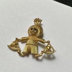 Novelty Figural Scales Of Justice Figure Brooch Pin Gold Tone Zodiac Libra Photo 1