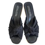 Donald Pliner VTG. Y2K BLACK BOW TIE WEDGE SANDALS SIZE 10 1/2 NEW. Photo 3