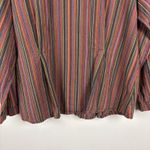 Flax Shirt Womens Large Multicolor Striped Button Up Long Sleeve Pleated Cotton Photo 5