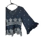 American Eagle Black Embroidered Flowy Blouse Size S Photo 1